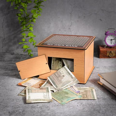 Money Bank Wooden with Savings Tracker | Goal-Oriented Money Saving Box for ₹1,00,000 | Durable Money Box for Kids & Adults | Smart Piggy Bank for Home Savings | Unique Gift Idea. (Bronze) Money Bank Wooden with Savings Tracker | Goal-Oriented Money Saving Box for ₹1,00,000 | Durable Money Box for Kids & Adults | Smart Piggy Bank for Home Savings | Unique Gift Idea. (Bronze)