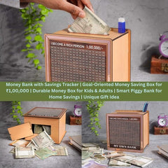Money Bank Wooden with Savings Tracker | Goal-Oriented Money Saving Box for ₹1,00,000 | Durable Money Box for Kids & Adults | Smart Piggy Bank for Home Savings | Unique Gift Idea. (Bronze) Money Bank Wooden with Savings Tracker | Goal-Oriented Money Saving Box for ₹1,00,000 | Durable Money Box for Kids & Adults | Smart Piggy Bank for Home Savings | Unique Gift Idea. (Bronze)