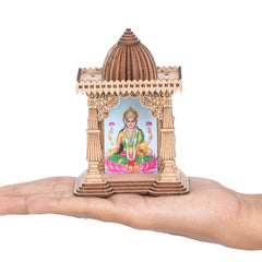 Divine Miniature Temple - Sustainable Engineered Wood Pine, Compact Design for Creativity & Spiritual Insight, Featuring Lord Brahma, 10cm x 7.5cm x 4.5cm