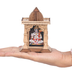 Divine Miniature Temple - Sustainable Engineered Wood Pine, Compact Design for Creativity & Spiritual Insight, Featuring Lord Brahma, 10cm x 7.5cm x 4.5cm
