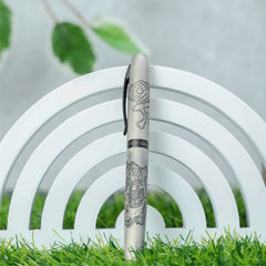 Personalized Silver Pen - A Sleek Writing Instrument for Nature Lovers and Outdoor Enthusiasts