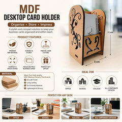 Designer Business Card Stand for Office Table | Laser Cut Decorative Card Organizer