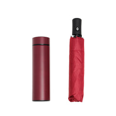 LASER ART Personalized Radiant Red Hot & Cold Bottle & Umbrella Gift Set - The Perfect Companion for Every Occasion