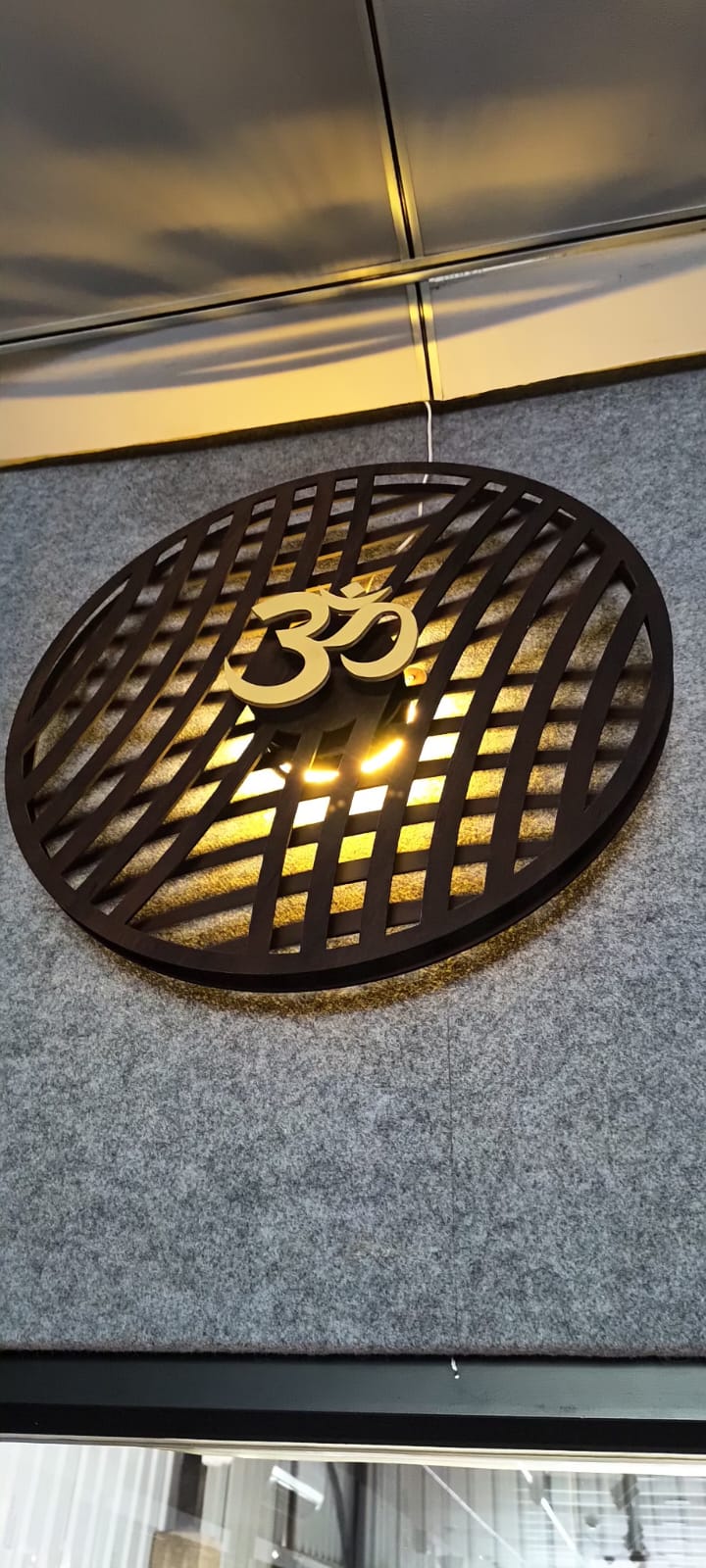 Divine OM LED Wall Hanging Panel – Round Wooden Laser Cut Backlit Decorative Wall Art for Home Temple, Meditation Room & Gifting – Premium Spiritual Decor