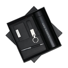 LASER ART Customized 4-in-1 Business Gift Set: Insulated Hot & Cold Bottle, Elegant Diary, Sophisticated Pen, and Personalized Key-Chain – The Ultimate Corporate Gift