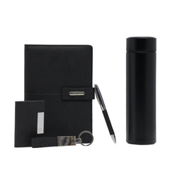 LASER ART Customized 4-in-1 Business Gift Set: Insulated Hot & Cold Bottle, Elegant Diary, Sophisticated Pen, and Personalized Key-Chain – The Ultimate Corporate Gift