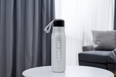 Silver mat body with black Water Bottle, Light Weighted Leak-Proof Use for Office, School, Outdoor & Gym, 1000ml - Silver