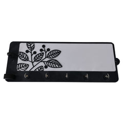 Modern Wooden Key Holder with Leaf Design – 6 Metal Hooks | Wall Mounted Organizer | Decorative Entryway Accessory | Durable, Stylish & Functional Home Utility