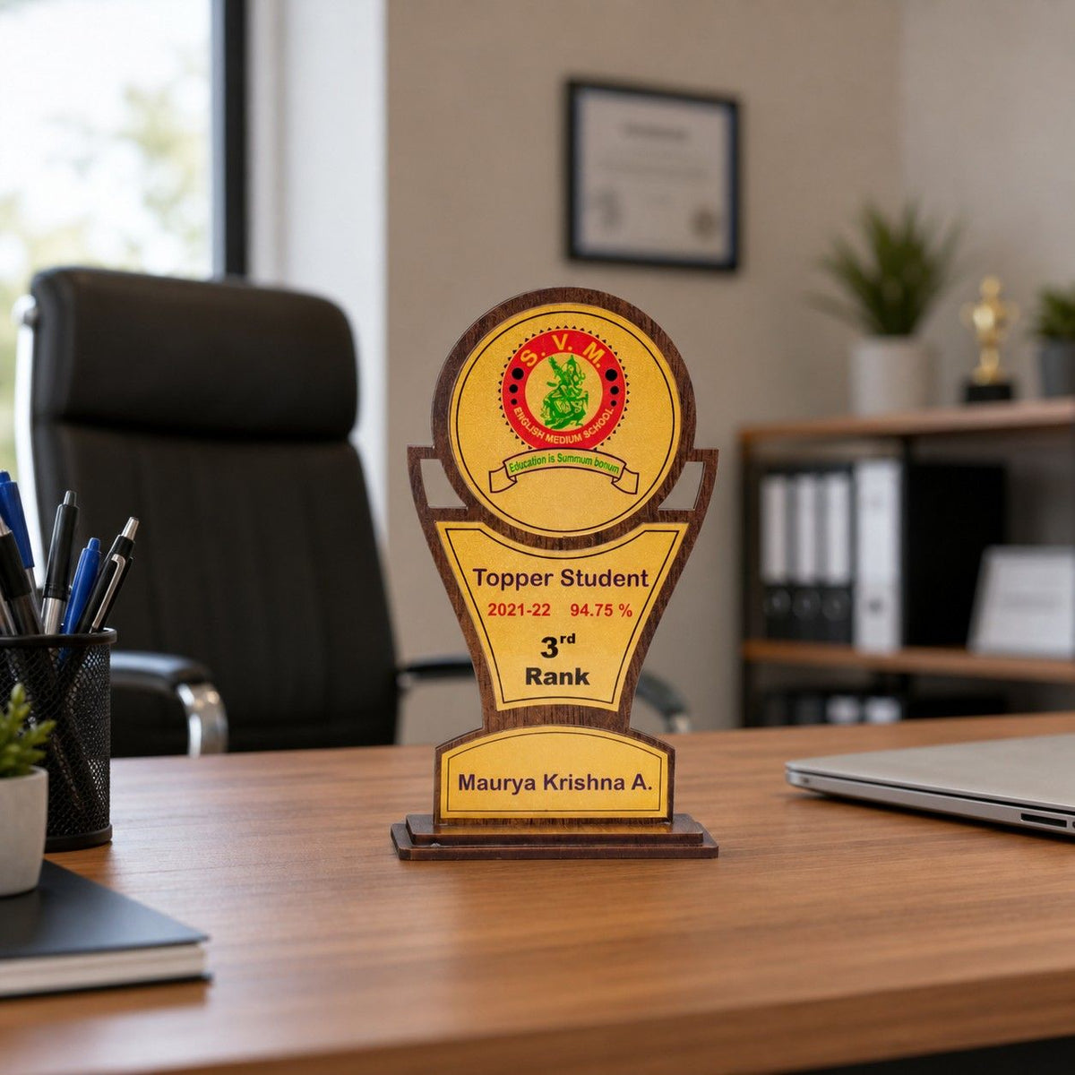 wooden trophy