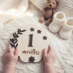 Photo Posing Props Wooden Baby Monthly Milestone Board