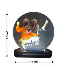 LASER ART Customized LED Acrylic Night Lamp for Friends | Personalized Gift with Names | Friends Forever Theme | Decorative Table Lamp for Birthday, Friendship Day, Best Friend