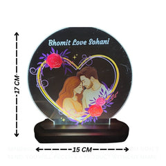 LASER ART Personalized Couple LED Night Lamp | Custom Engraved Acrylic Table Lamp with Name for Bedroom Décor | Romantic Gift for Anniversary, Wedding, Valentine | USB Powered Night Light