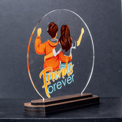 LASER ART Customized LED Acrylic Night Lamp for Friends | Personalized Gift with Names | Friends Forever Theme | Decorative Table Lamp for Birthday, Friendship Day, Best Friend