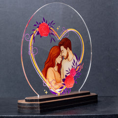 LASER ART Personalized Couple LED Night Lamp | Custom Engraved Acrylic Table Lamp with Name for Bedroom Décor | Romantic Gift for Anniversary, Wedding, Valentine | USB Powered Night Light