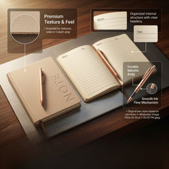 A5 Leather Diary Notebook with Metal Pen – Brown Executive Journal