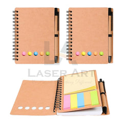 Eco Friendly Spiral Notebook with Sticky Notes & Pen | 50 Pages Diary