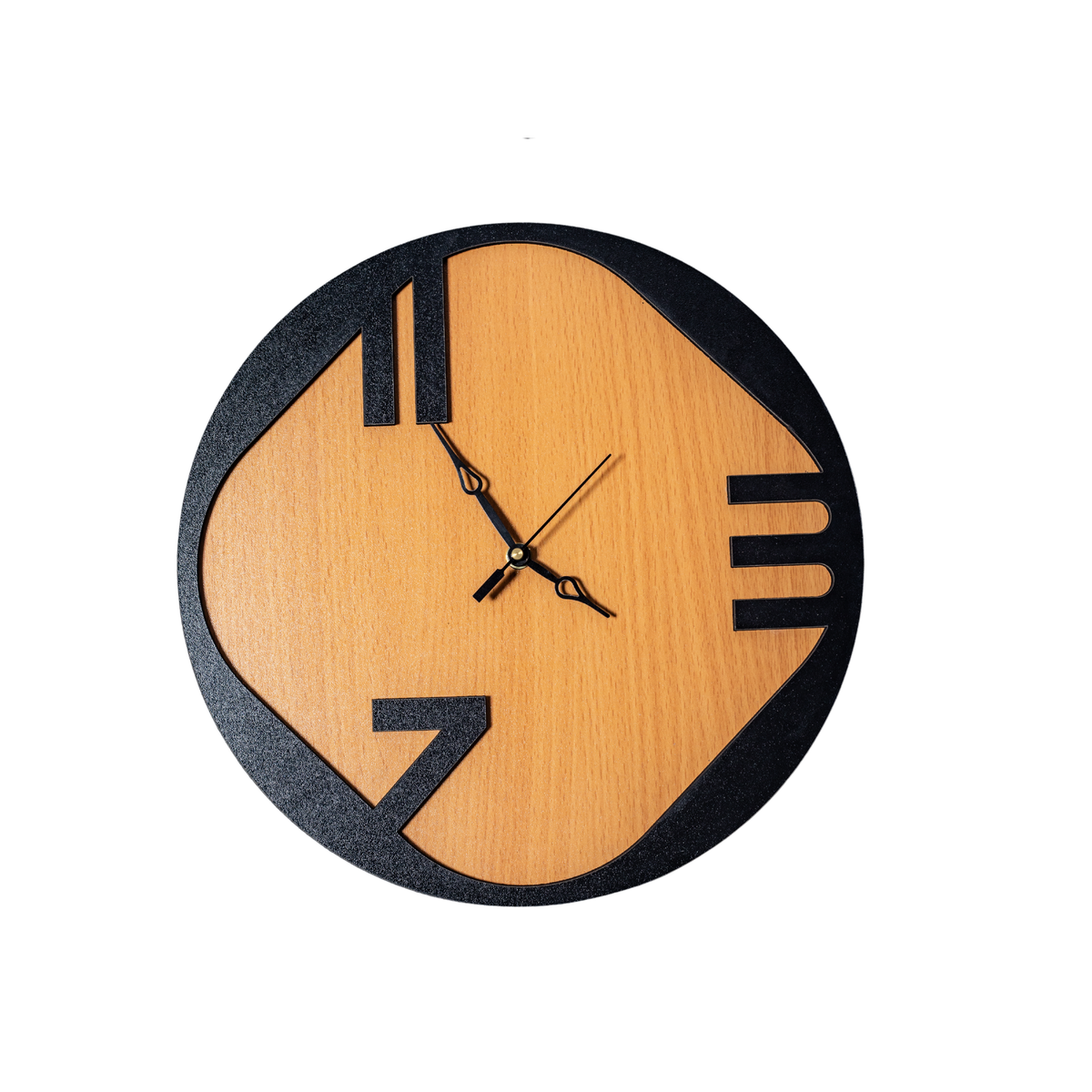 Modern Designer Wall Clock | Minimalist Wooden Clock | Abstract Number Design | Silent Movement | Round Wall Decor | Stylish Home Office Clock | Art-Inspired Timepiece
