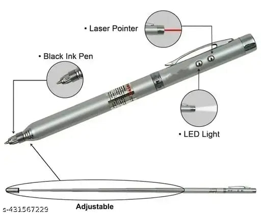 5 In 1 Multipurpose Antenna Pen With Torch, Laser, Pointer, Magnet, And Pen - A Perfect Corporate Gift (Gift Box) (Cells Included) - Laser art