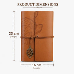 Premium Leather Diary Journal for Writing, Sketching & Travel | Flexible Cover with Antique Leaf Charm