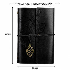 Handmade PU Leather Journal Notebook with Antique Leaf Metal Closure, Refillable Vintage Writing Diary, Waterproof & Dust Resistant Cover, Removable Pages for Travel, Office, Sketching & Gift