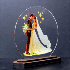 LASER ART Personalized Wedding Gift | Customized LED Acrylic Lamp for Couple | Name Engraved Table Lamp | Anniversary Gift for Husband Wife | LED Night Light for Bedroom, Living Room, Desk