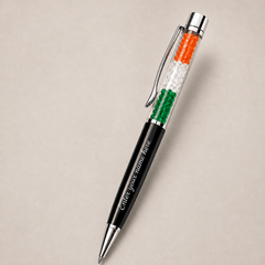 Personalized Indian Tricolor Crystal Pen | Custom Name Gift Pen