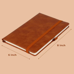 Premium A5 Hardcover Leather Diary Notebook with Pen Holder Elastic Band Ruled Pages Office Journal Writing Notebook for Work Business Meetings College Daily Planner Gift Brown