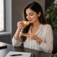 Gold-Plated Stainless Steel Tea Cup and Saucer pack of 2  - Elegant Drinkware Combo Idol for Home & Gifting for Every Occasion