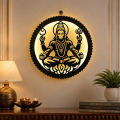 Hanuman Wooden Wall Decor Lamp with LED Light – Handcrafted Sconce for Spiritual Home Decor – Perfect for Living Room, Bedroom, and Temple Lighting