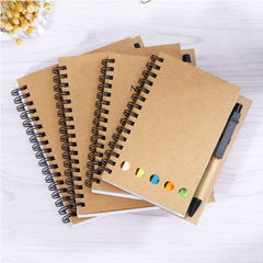 Eco Friendly Spiral Notebook with Sticky Notes & Pen | 50 Pages Diary