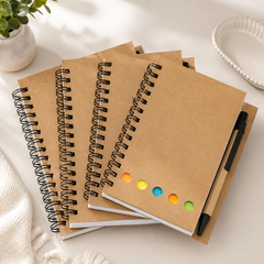 Eco Friendly Spiral Notebook with Sticky Notes & Pen | 50 Pages Diary