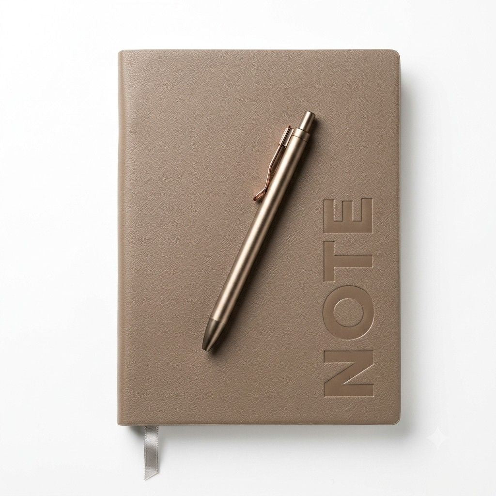 A5 Leather Diary Notebook with Metal Pen – Brown Executive Journal