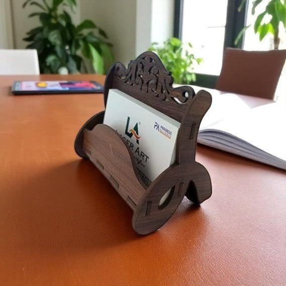 Wooden Visiting Card Holder Stand | Office Desk Business Card Stand