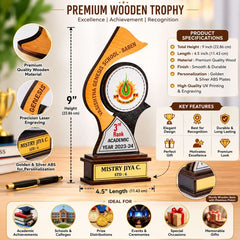Custom Engraved Wooden Trophy for Academic & Corporate Events