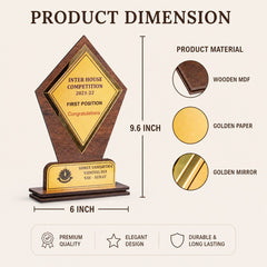 ustom Wooden Award Trophy | School, College, Corporate, Sports & Event Prize Trophy
