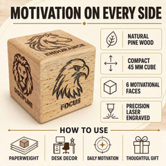 Motivational pine wooden paperweight