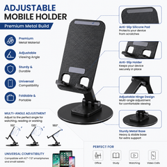 Foldable Mobile Phone Stand with Adjustable Angle for Office & Home
