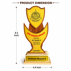 Personalized Wooden Trophy Award with Custom Name Plate MDF