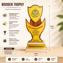 Personalized Wooden Trophy Award with Custom Name Plate MDF