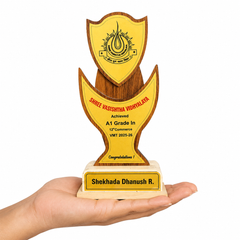 Personalized Wooden Trophy Award with Custom Name Plate MDF