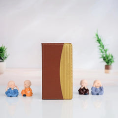 Classic Brown and Beige Leather Notebook with Embossed Design