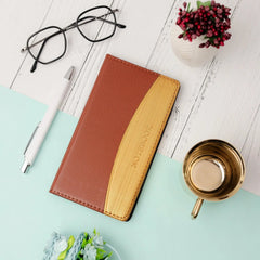 Classic Brown and Beige Leather Notebook with Embossed Design