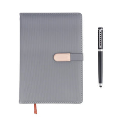 Classic Gray Notebook and Pen Set with Rose Gold Magnetic Closure