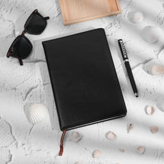 Deluxe Black Leather Notebook and Pen Gift Set