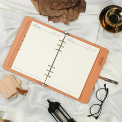 Elegant Beige Leather Notebook with Metal Clasp