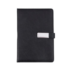 Elegant Black Leather Notebook with Metal Clasp