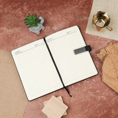 Elegant Black Leather Notebook with Metal Clasp