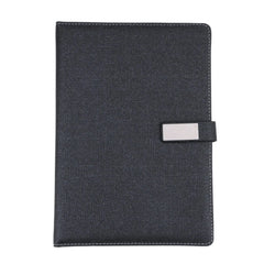 Elegant Black Textured Leather Notebook with Metal Clasp