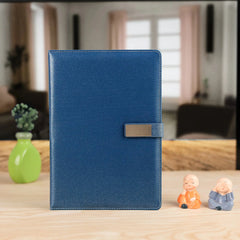 Elegant Blue Leather Notebook with Metal Clasp