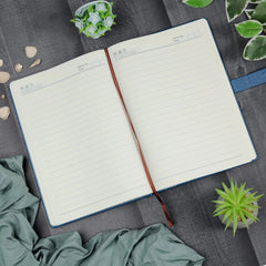 Elegant Blue Leather Notebook with Metal Clasp